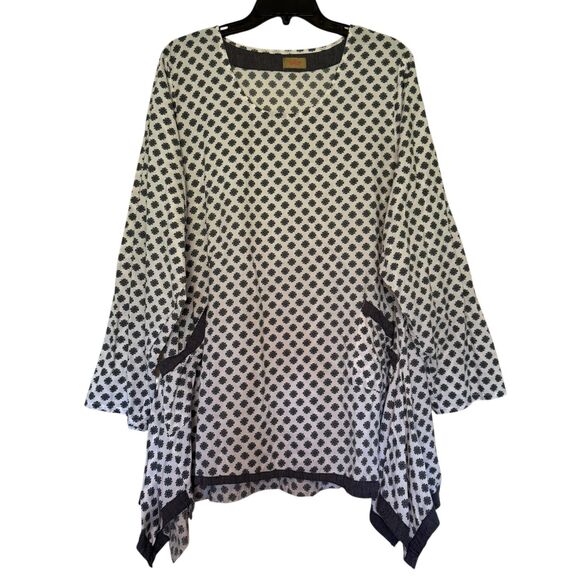 TULIP women's size XL 100% cotton lagenlook oversized art to wear tunic top - Picture 1 of 11